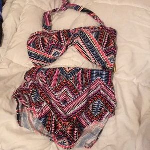 Tribal Print High Waist Bikini  14 top/16 bottoms
